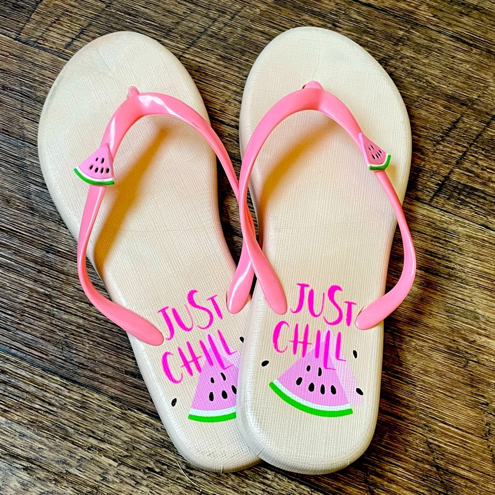 Cute Watermelon Flip-flops with “Just Chill” Written on Them